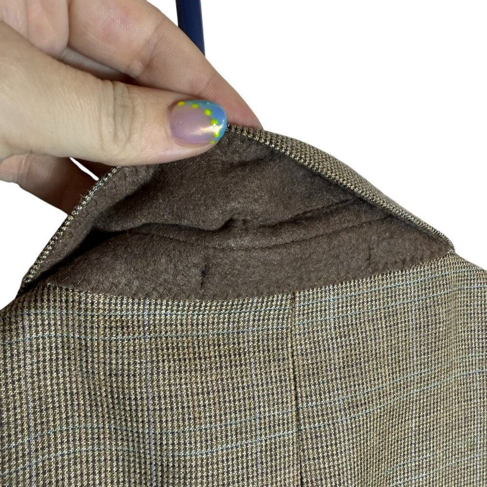 Lauren Ralph Lauren Men's Blazer Silk Wool Blend Brown Check Pattern, 38R - Picture 9 of 11